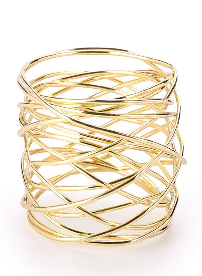 أكمور حلقات مناديل من أكمور، حلقات معدنية ذهبية دائرية للمناديل، مزودة بإبزيمات لتزيين الطاولات، لحفلات الزفاف، والعشاء، والحفلات، طقم من 6 قطع - Image 2